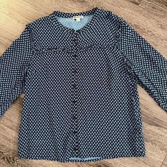 Whistles Blue Daisy Print Frill Blouse - Picture 3 of 10